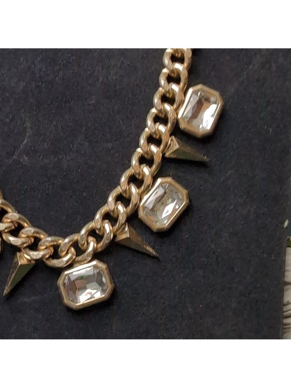 Gold and Silver Necklace with Crystal Pendants - Picture 6 of 7